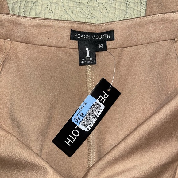 Peace of Cloth tan slacks trousers Size 14 NWT tapered leg - Picture 2 of 4
